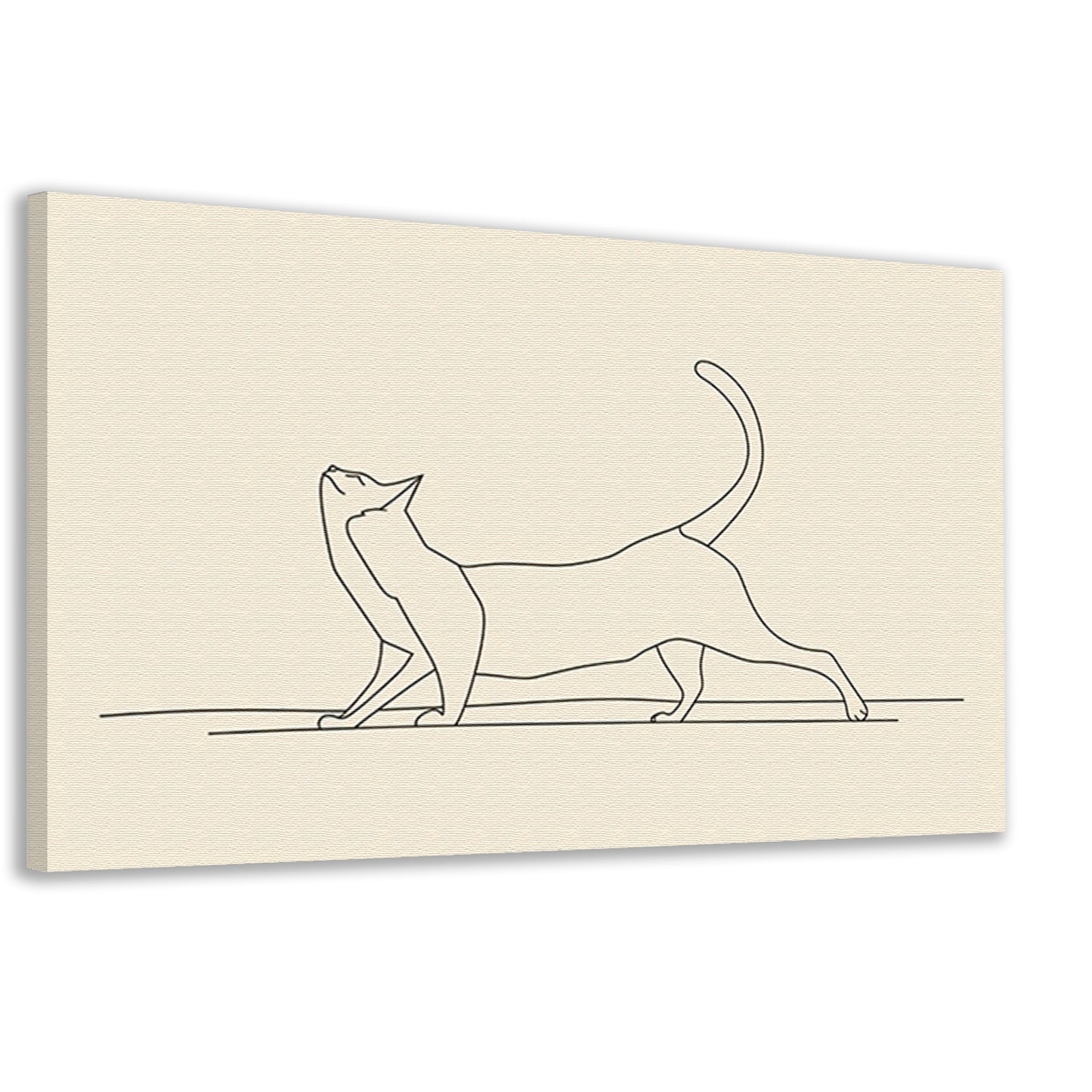 Sierlijke kat in minimalistische lijntekening canvas