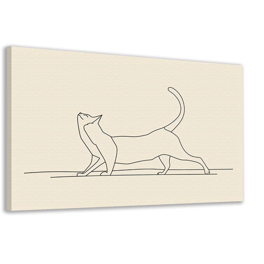 Sierlijke kat in minimalistische lijntekening canvas