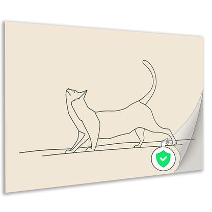 Sierlijke kat in minimalistische lijntekening poster