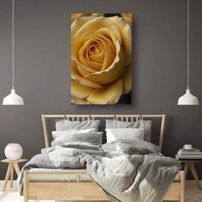 Close-up Gele Roos met Dauwdruppels canvas