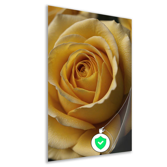 Close-up Gele Roos met Dauwdruppels poster