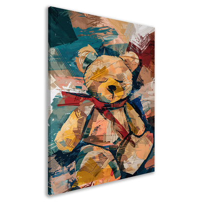 Abstracte Schilderij van een Teddybeer met Sjaal canvas