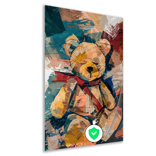 Abstracte Schilderij van een Teddybeer met Sjaal poster