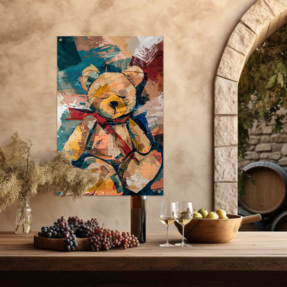 Abstracte Schilderij van een Teddybeer met Sjaal tuinposter
