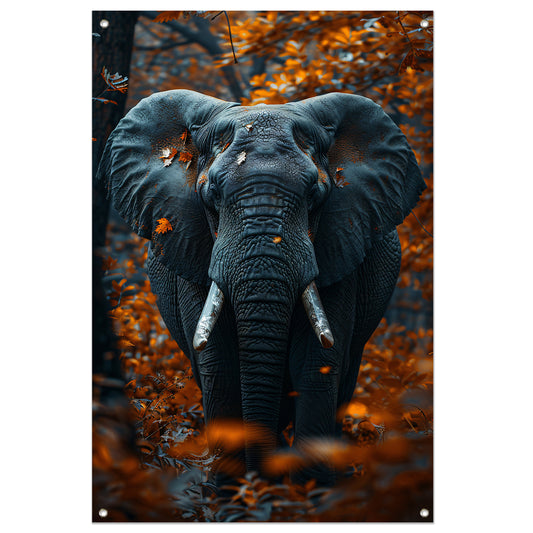 Olifant in Herfstlandschap tuinposter