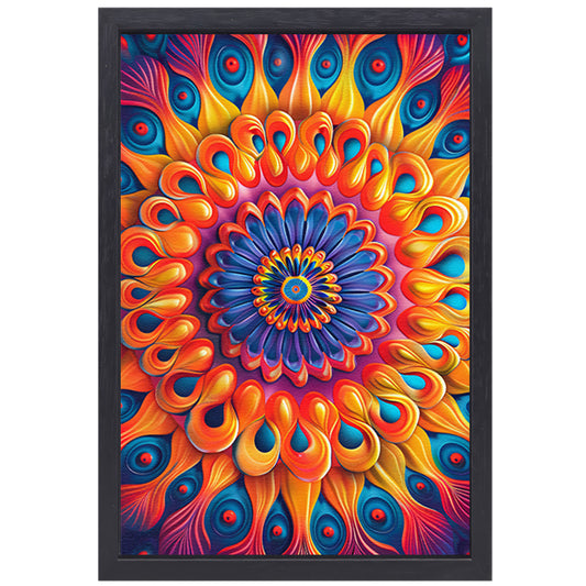 Kleurrijk Mandala met Bloem in het Midden canvas met baklijst