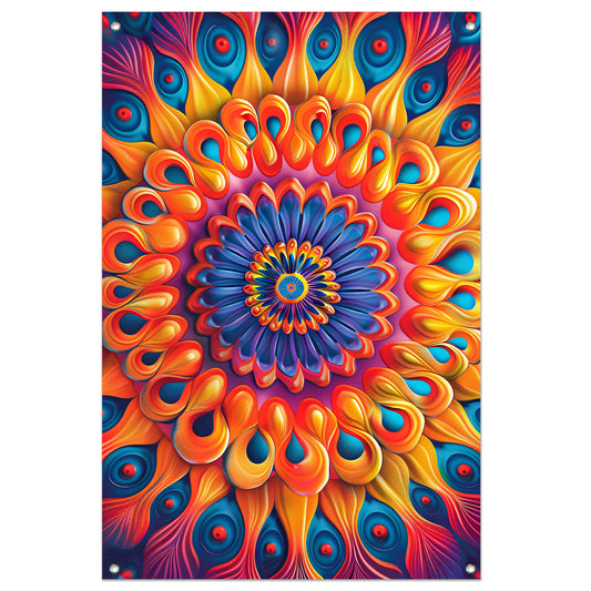 Kleurrijk Mandala met Bloem in het Midden tuinposter