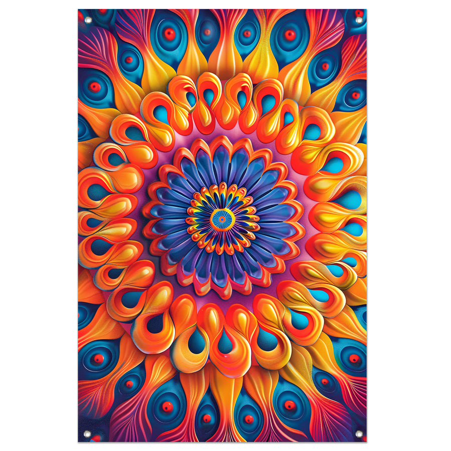 Kleurrijk Mandala met Bloem in het Midden tuinposter