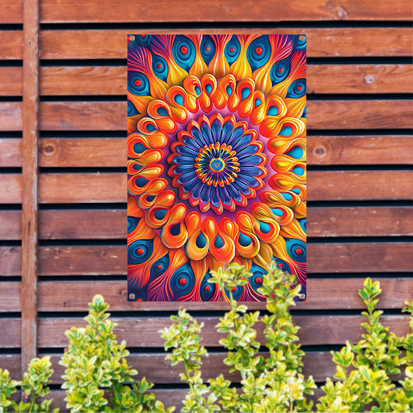Kleurrijk Mandala met Bloem in het Midden tuinposter
