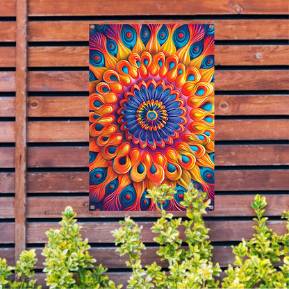 Kleurrijk Mandala met Bloem in het Midden tuinposter