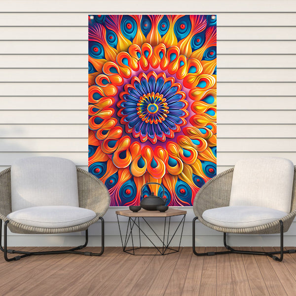 Kleurrijk Mandala met Bloem in het Midden tuinposter