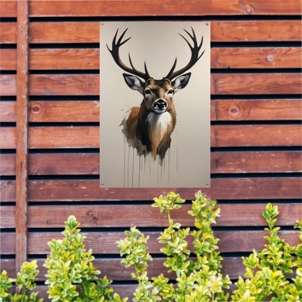 Colorful Modern Abstract Deer Portrait tuinposter