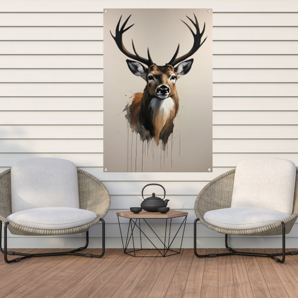 Colorful Modern Abstract Deer Portrait tuinposter