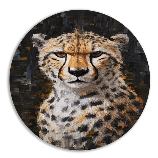 Abstracte Weergave van een Cheetah in Beweging aluminium muurcirkel