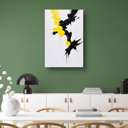 Abstracte dynamiek in zwart en geel poster