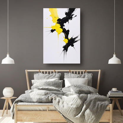 Abstracte dynamiek in zwart en geel poster