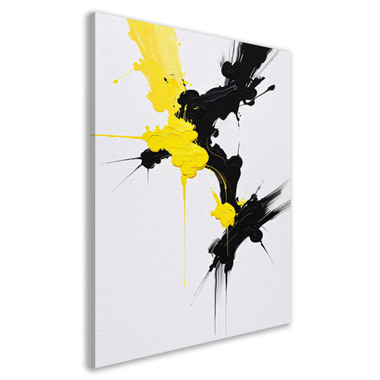 Abstracte dynamiek in zwart en geel canvas