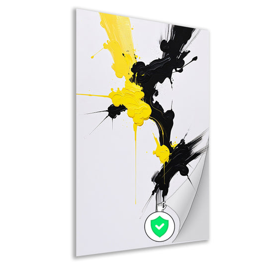 Abstracte dynamiek in zwart en geel poster