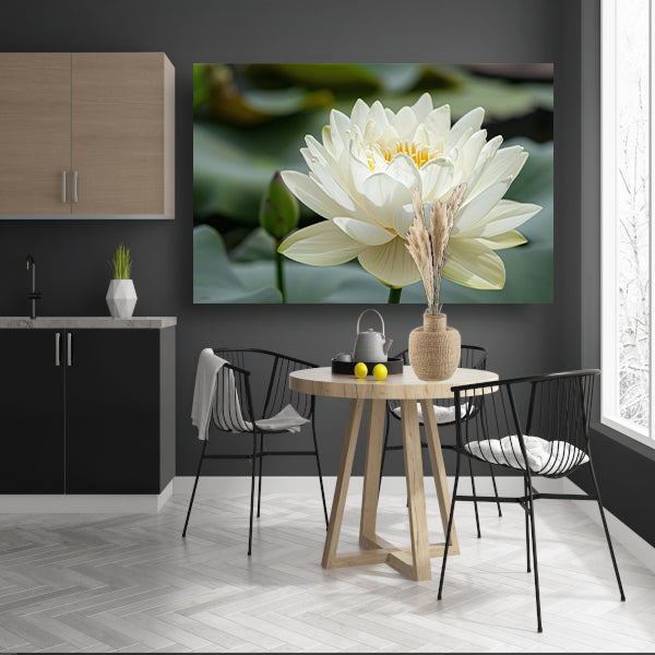 Close-up van een serene witte lotus  canvas