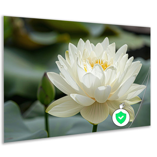 Close-up van een serene witte lotus   poster