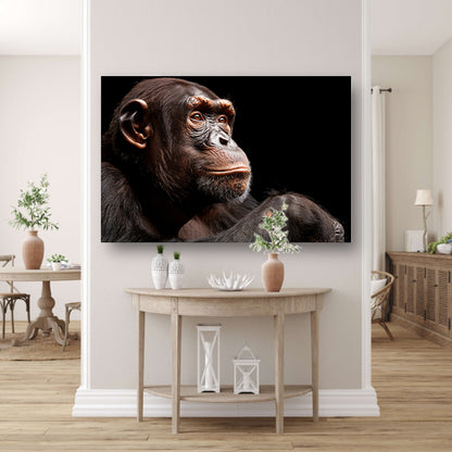 Gedetailleerd portret van een chimpansee canvas