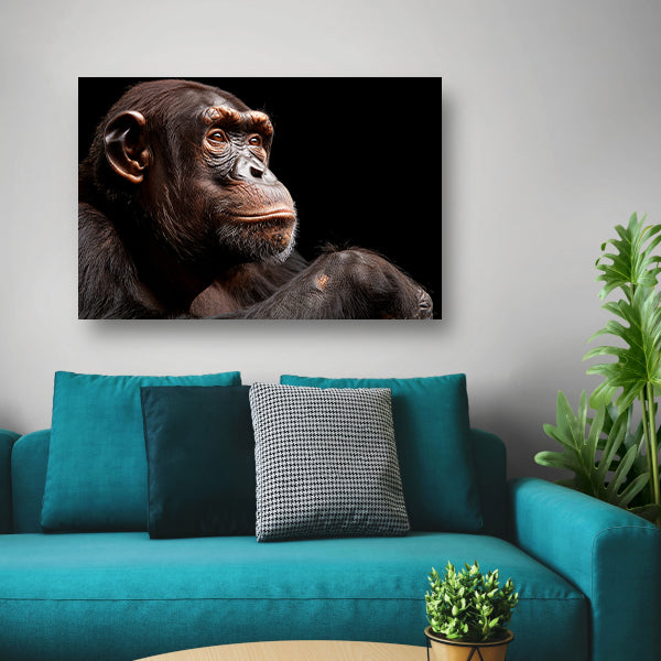 Gedetailleerd portret van een chimpansee canvas