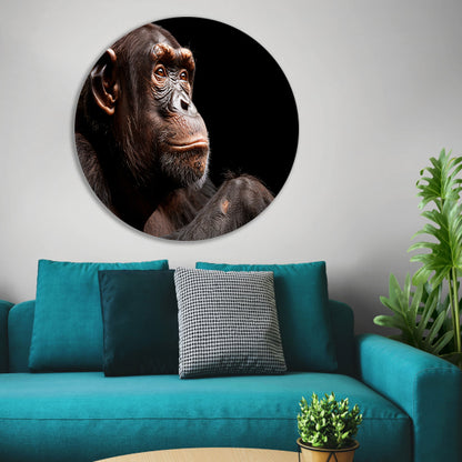 Gedetailleerd portret van een chimpansee aluminium muurcirkel