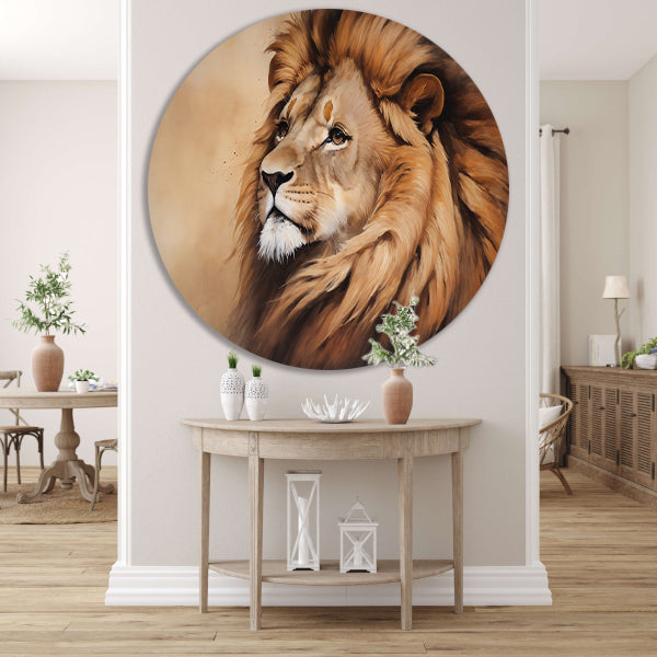Prachtig realistisch portret van een leeuw aluminium muurcirkel