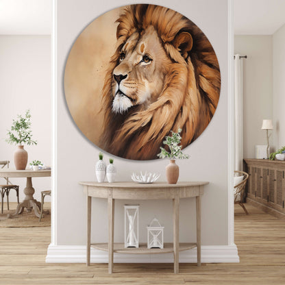 Prachtig realistisch portret van een leeuw aluminium muurcirkel