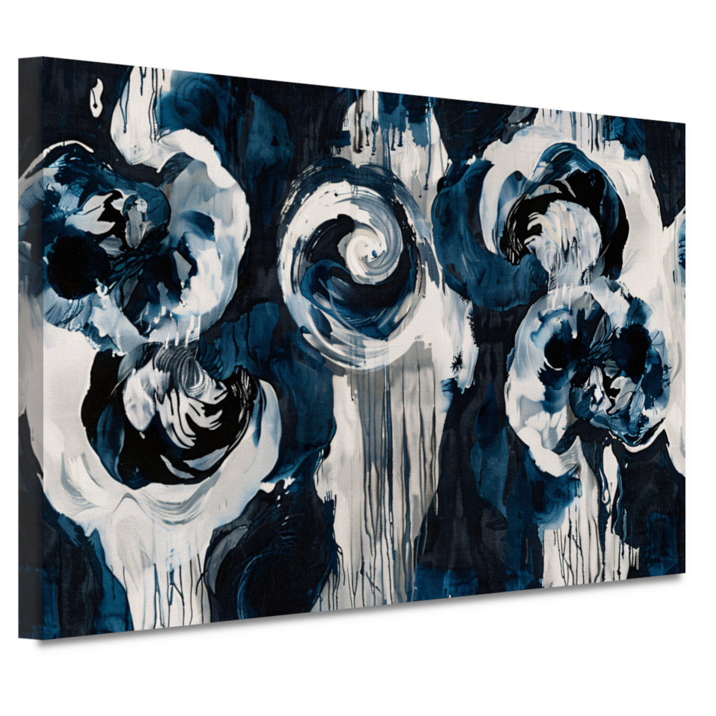 Klassieke blauwe bloemen op behang canvas