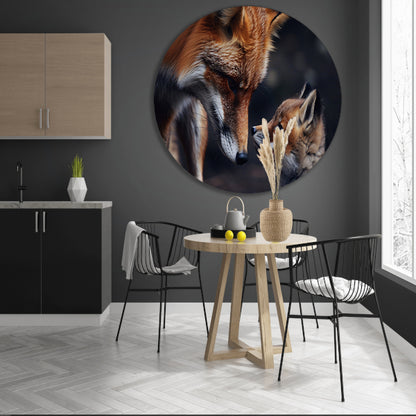 Vos met welp in intiem moment forex muurcirkel