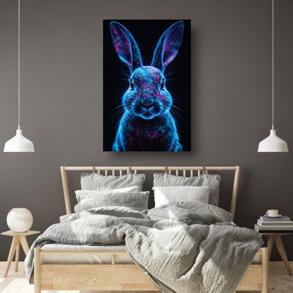 Neon verlicht konijn in digitale kunst canvas