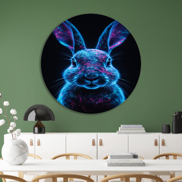 Neon verlicht konijn in digitale kunst forex muurcirkel