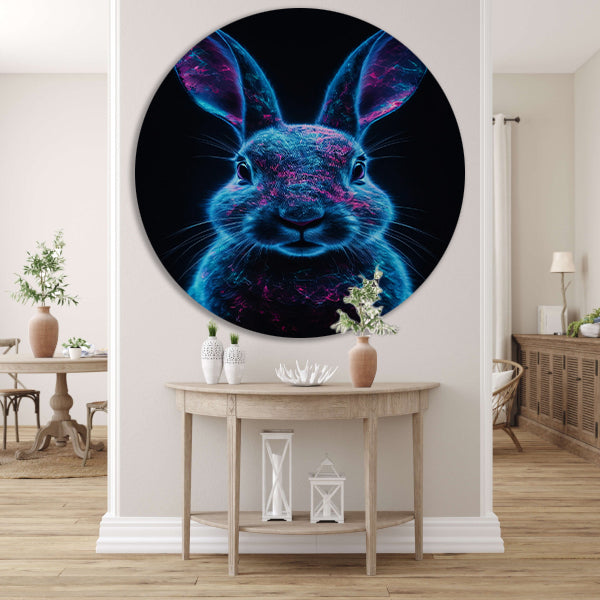 Neon verlicht konijn in digitale kunst forex muurcirkel