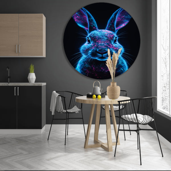 Neon verlicht konijn in digitale kunst forex muurcirkel