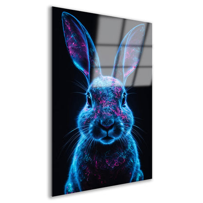 Neon verlicht konijn in digitale kunst acrylglas