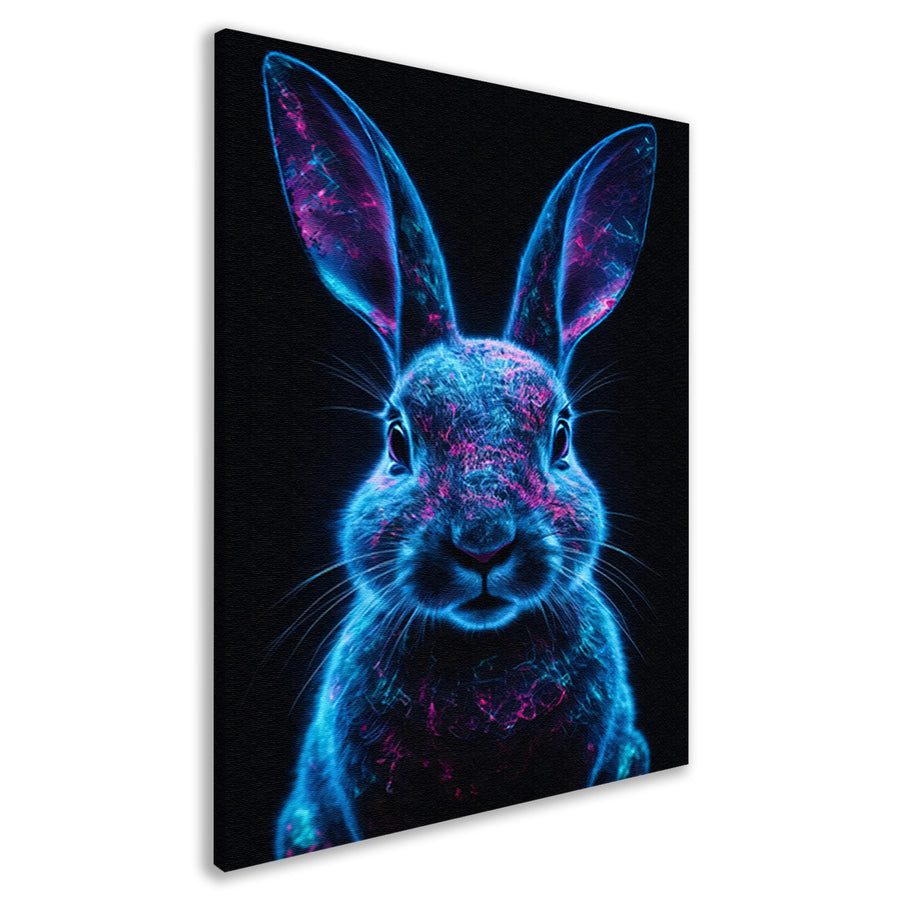 Neon verlicht konijn in digitale kunst canvas