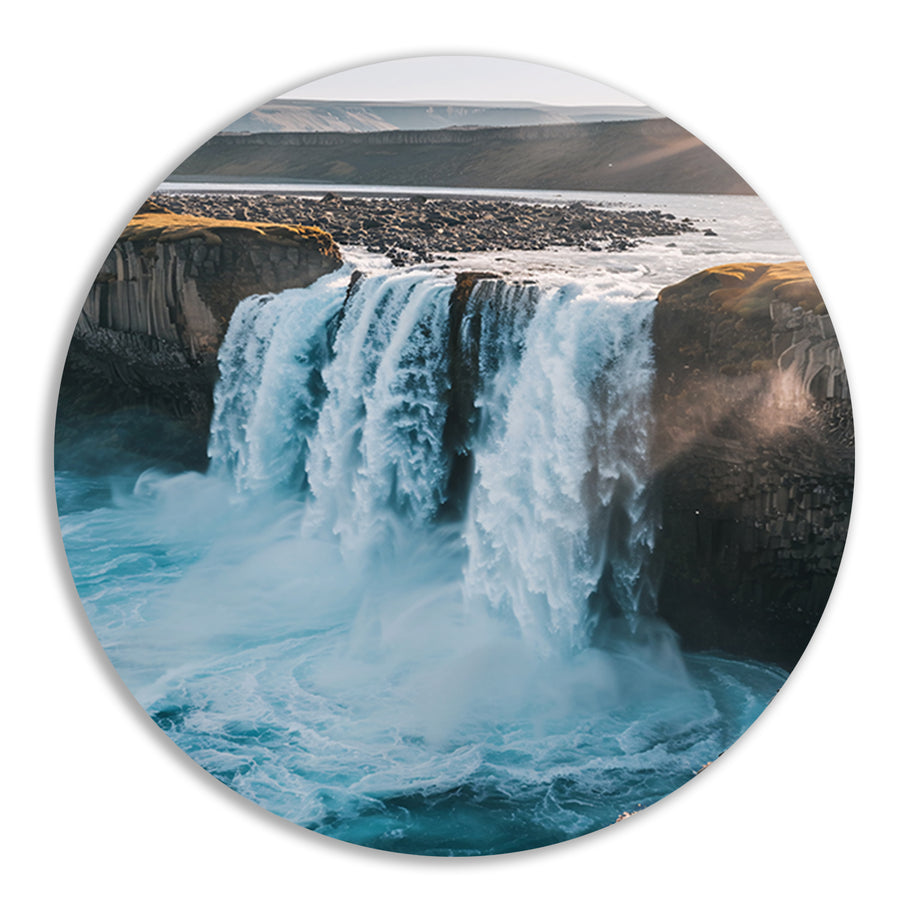 Majestueuze waterval in rotsachtig landschap forex muurcirkel