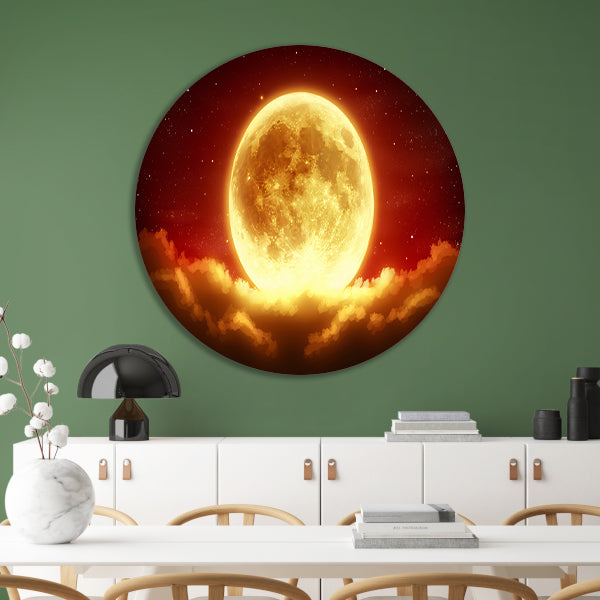 Digitale kunst van prachtige zonsondergang aluminium muurcirkel