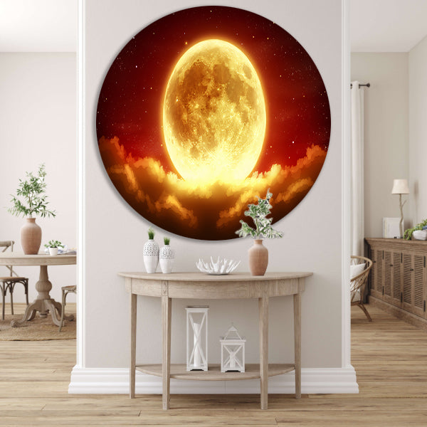 Digitale kunst van prachtige zonsondergang aluminium muurcirkel
