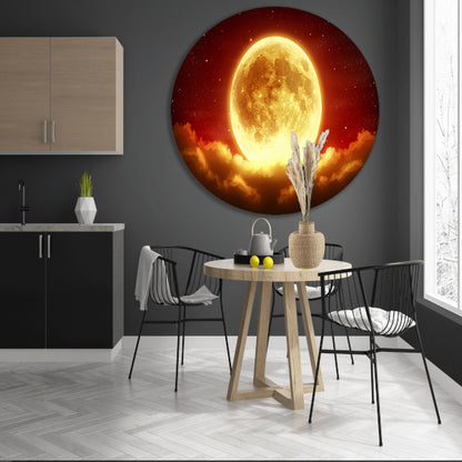 Digitale kunst van prachtige zonsondergang aluminium muurcirkel