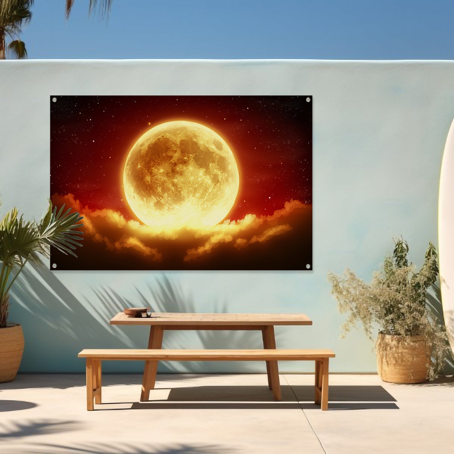 Digitale kunst van prachtige zonsondergang tuinposter