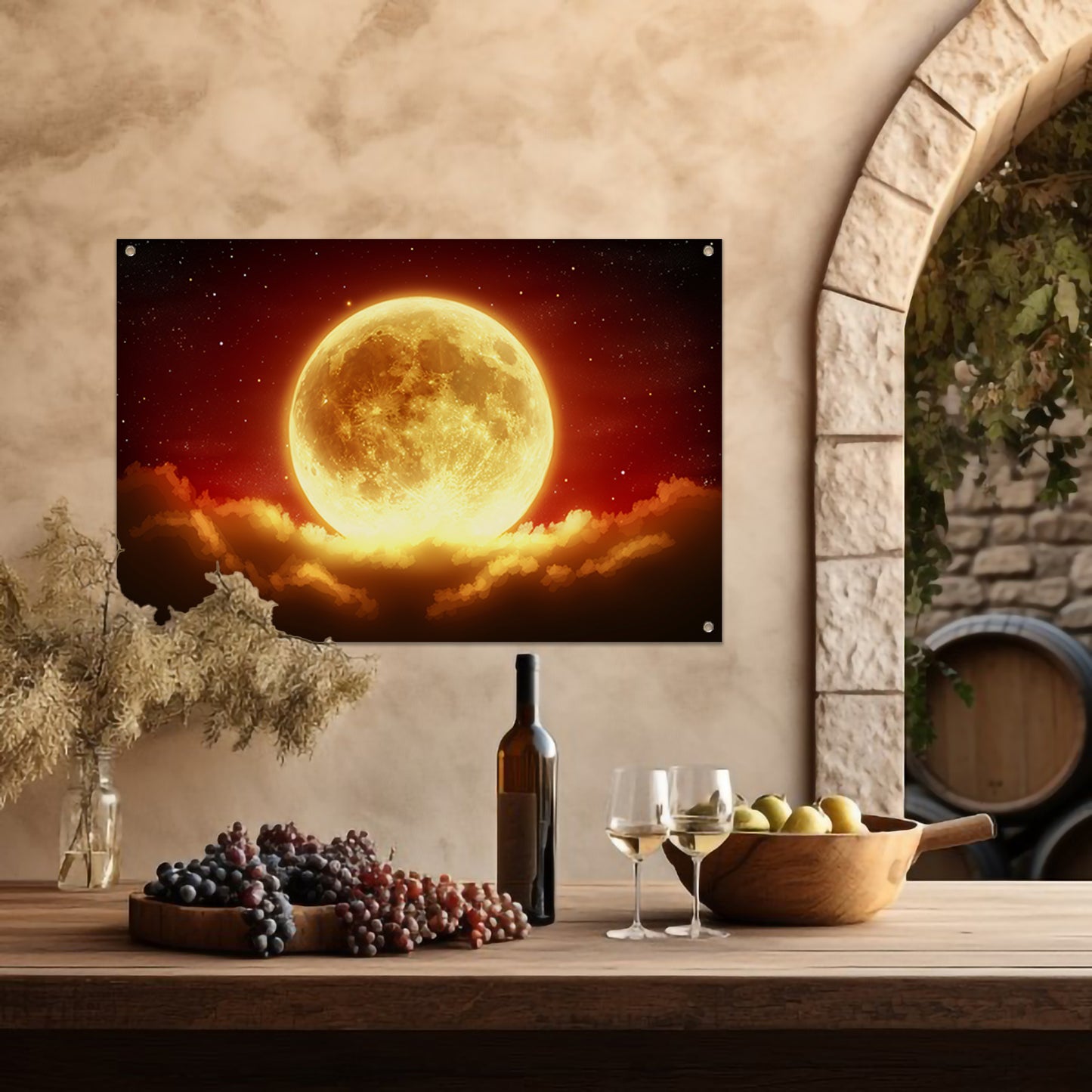 Digitale kunst van prachtige zonsondergang tuinposter