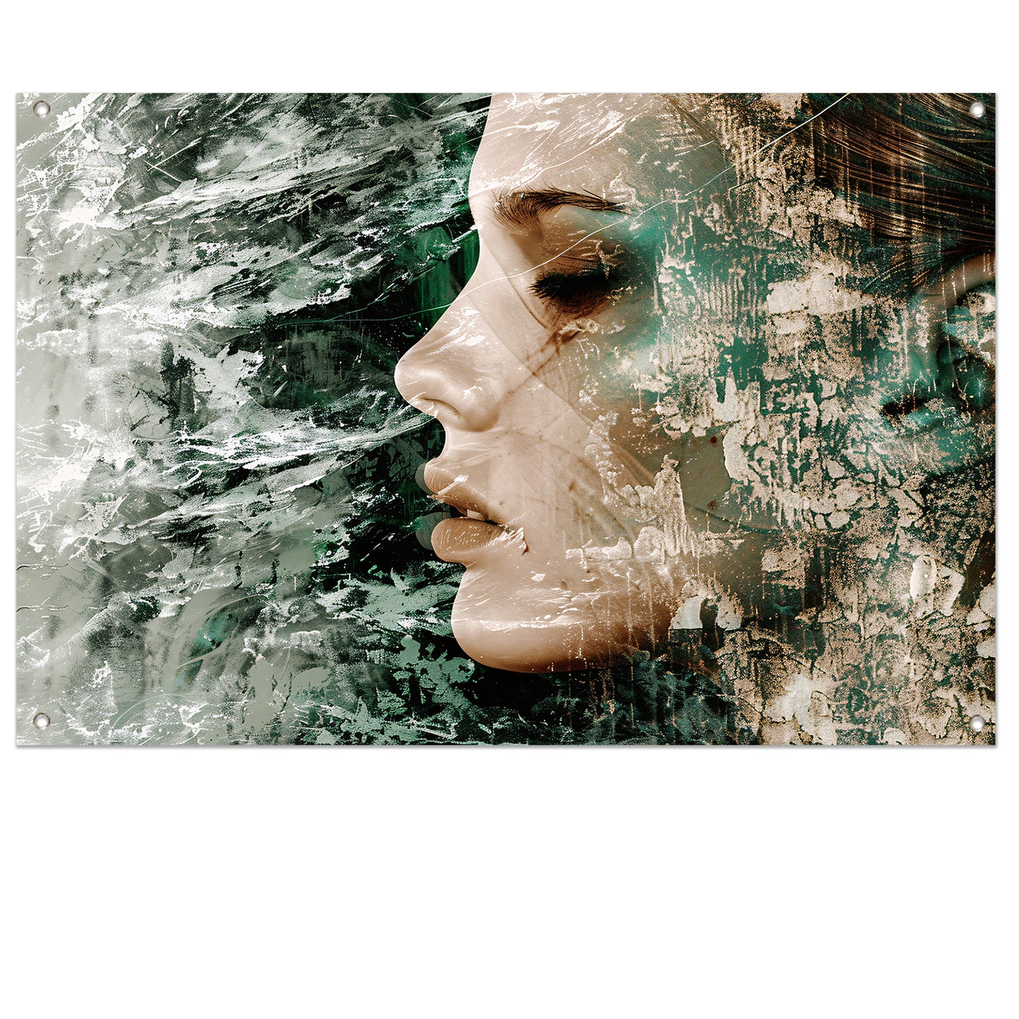 Abstract Gezicht met Dynamische Texturen tuinposter