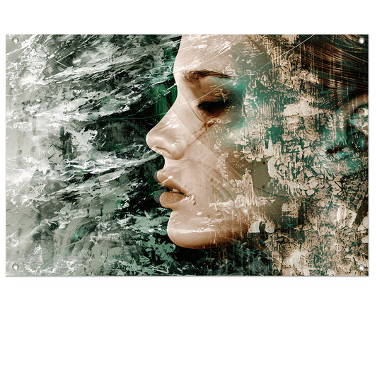 Abstract Gezicht met Dynamische Texturen tuinposter