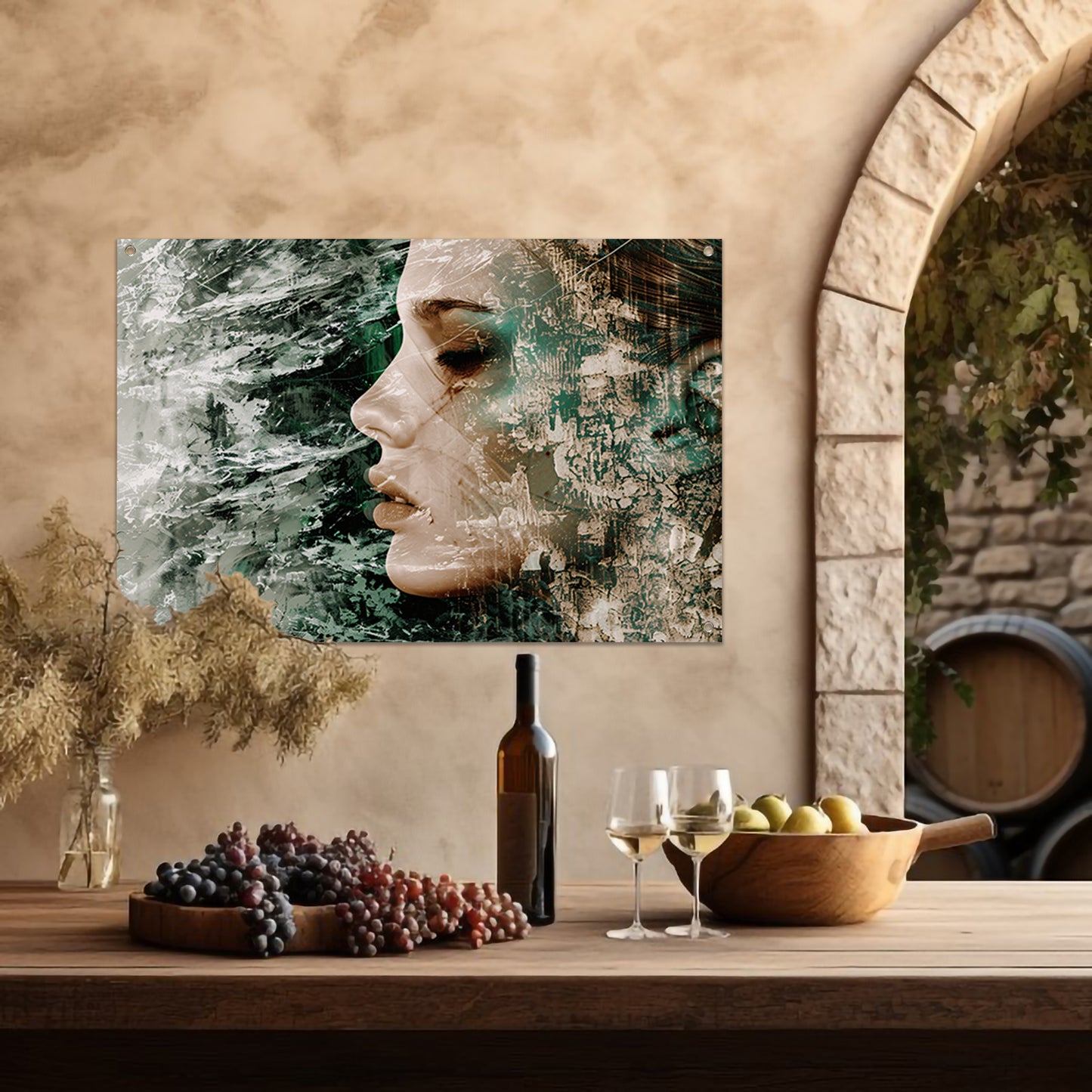 Abstract Gezicht met Dynamische Texturen tuinposter