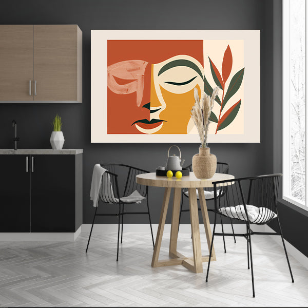Abstract gezicht met natuurlijke elementen  canvas