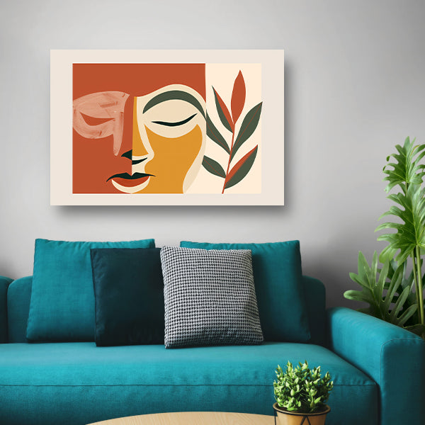 Abstract gezicht met natuurlijke elementen  canvas