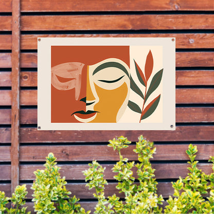 Abstract gezicht met natuurlijke elementen   tuinposter