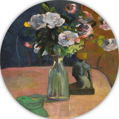 Rozen en beeldje - Paul Gauguin aluminium muurcirkel